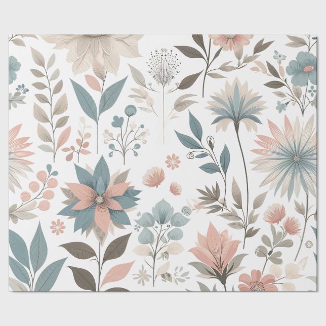 Hübsche Blumenmuster Pastellfarben Geschenkpapier (Saum)