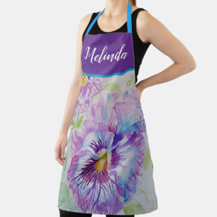 Hübsche Blumenpastel Pansy Lila Aquarellfarbe Schü Schürze