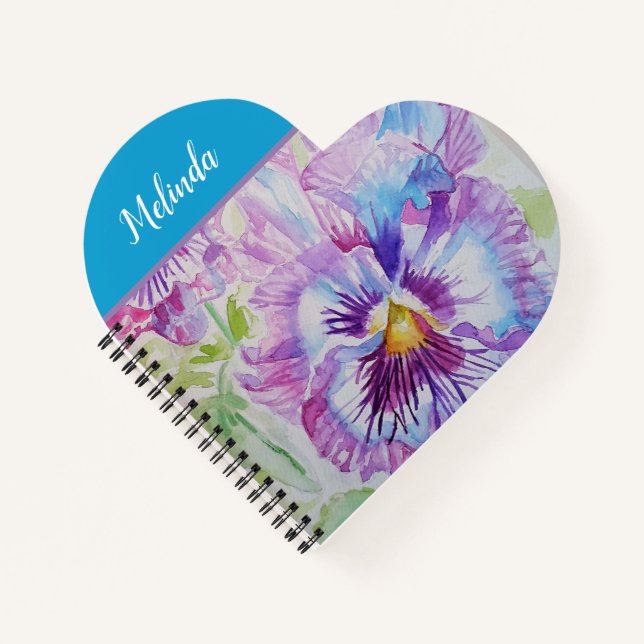 Hübsche Blumenpastel Pansy Lila Niedliche Girls Notizbuch (Vorderseite)