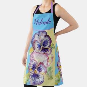 Hübsche Blumenpastel Pansy Pink Blau Frauen Schü Schürze