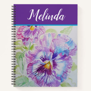Hübsche Blumenpastete Pansy Lila Wasserfarbe Notizbuch