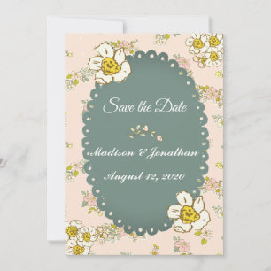 Hübsche Blumenschrift Pastell Pink Romantisch Save The Date
