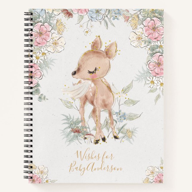 Hübsche Blumenwaldwünsche für Baby Gästebuch Notizbuch (Vorderseite)