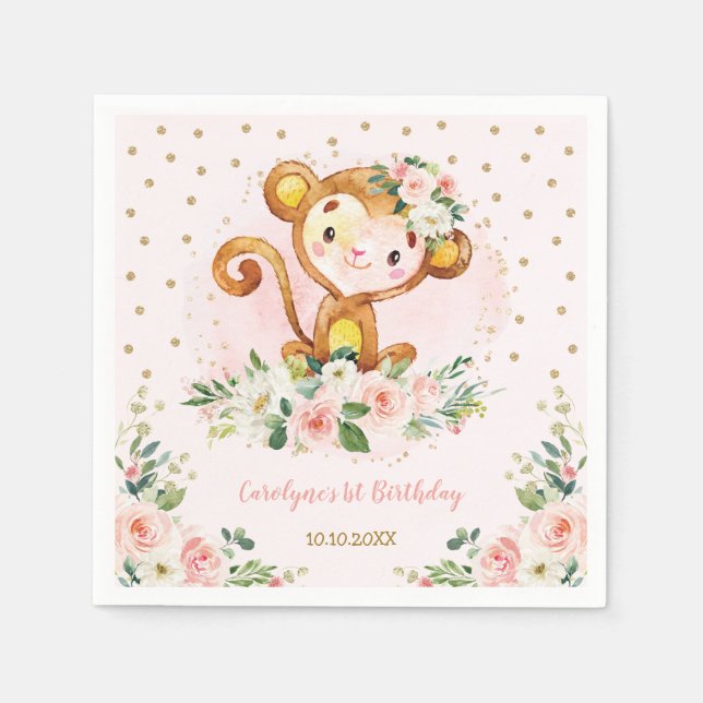 Hübsche Blumenzähne Kinderdusche Wild Ein Geburtst Serviette (Vorderseite)