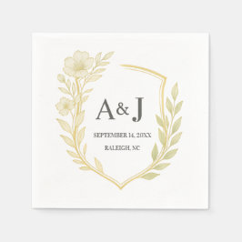 Hübsche Blumenzehen-Wappen Monogram Laurel Wreath Serviette