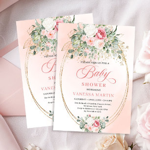 Hübsche Blush-Rosen-Mädchen-Baby-Shower-Party-Einl Einladung