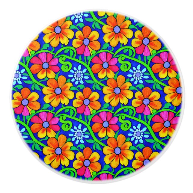 Hübsche Blüte Keramikknauf (Vorderseite)