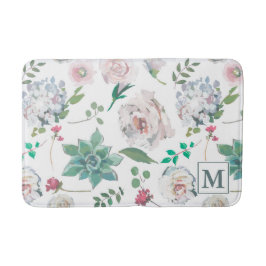 Hübsche Blüte mit Monogramm Bath Mat Badematte