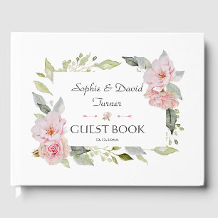 Hübsche Blütenblütenhochzeit in Rosa Gästebuch