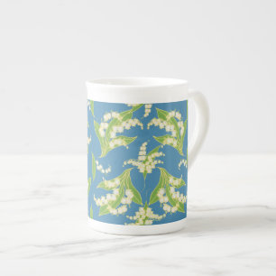 Hübsche Bone-China-Tasse: Maiglöckchen, Blau Prozellantasse