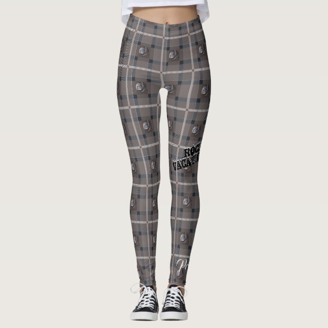 Hübsche böse "Sirene-karierte" Leggings - Grau (Vorderseite)