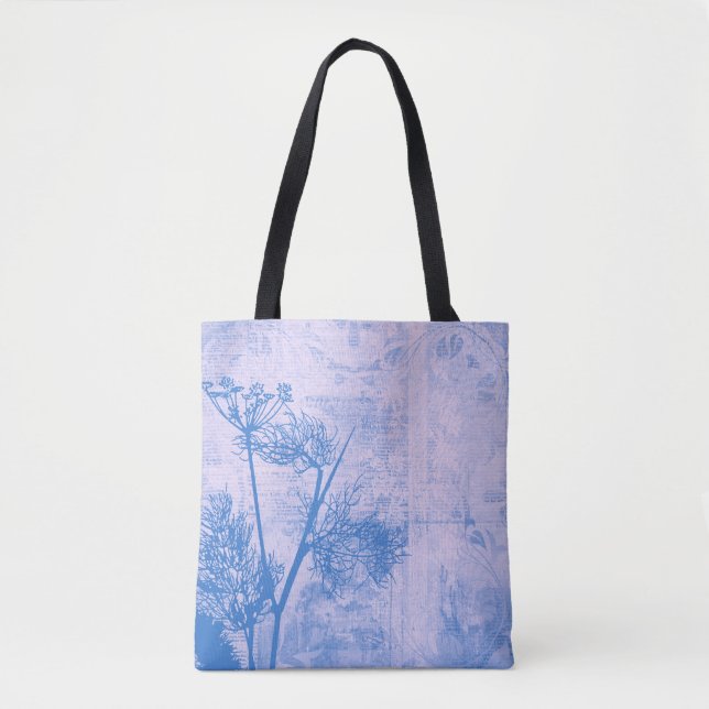Hübsche botanische blaue tasche (Vorderseite)