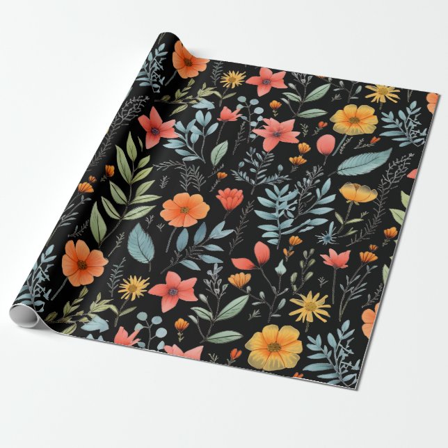Hübsche botanische Blume Geschenkpapier (Ungerollt)