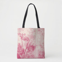 Hübsche botanische rosa Löwenzahn-Samen-Silhouette Tasche