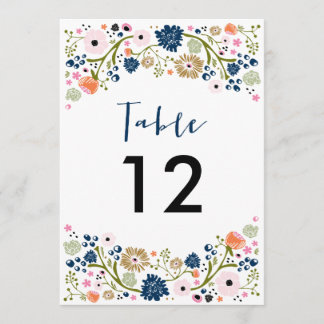 Hübsche Bouquet Wedding Tischnummer Invite Navy