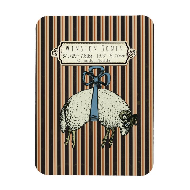 Hübsche Bow Sheep™ Collection - Birth Info / Magnet (Vertikal)