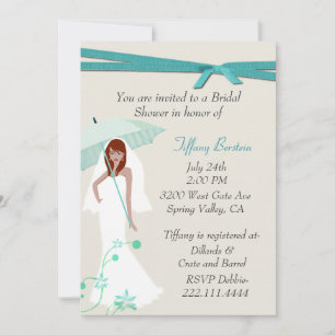 Hübsche Braut mit Regendusche Einladung