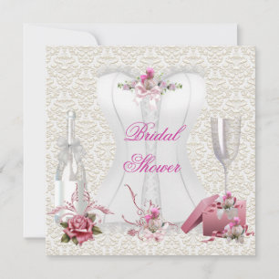 Hübsche Brautparty Weiß Rosa Korsett Floral Einladung