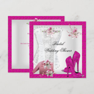 Hübsche Brautparty Weiße Pinke Korsett High Heels Einladung