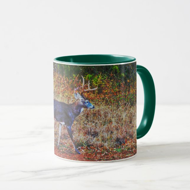 Hübsche Buck Walking Hirsche Kunst Tasse (VorderseiteRechts)