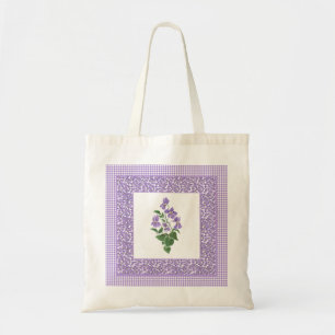 Hübsche Budget Tote Tag: Violetten und Gingham Tragetasche
