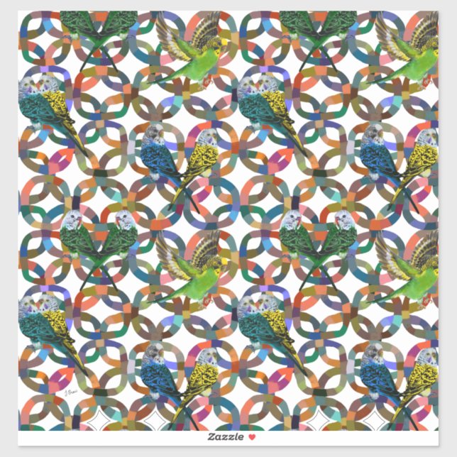 Hübsche Budgien. Aufkleber (Blatt)