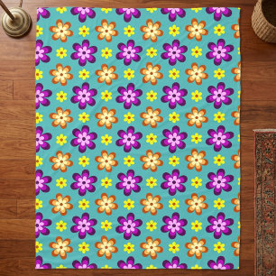 Hübsche bunte Retro-Blumen Große Fleece-Decke Fleecedecke