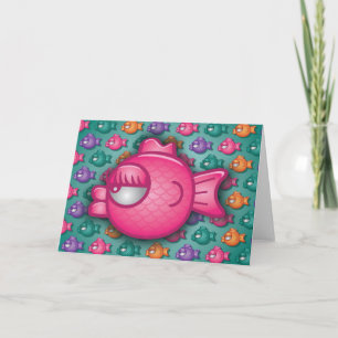 Hübsche bunte rosa Fisch-Gruß-Karte Karte