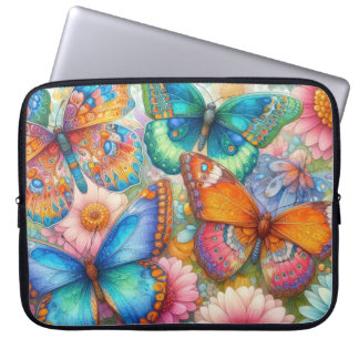 HÜBSCHE BUNTE SCHMETTERLINGE UND BLUMEN LAPTOPSCHUTZHÜLLE