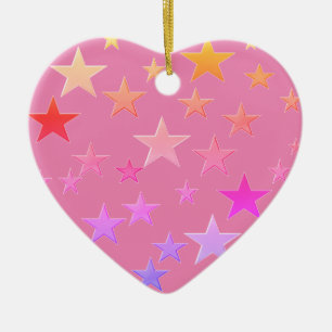 Hübsche, bunte Sterne Keramik Ornament