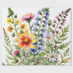 Hübsche bunte Wildblumen Aquarellmalerei Geschenkpapier