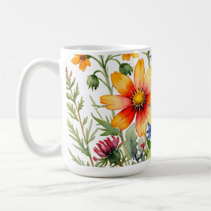 Hübsche bunte Wildblumen Aquarellmalerei Kaffeetasse