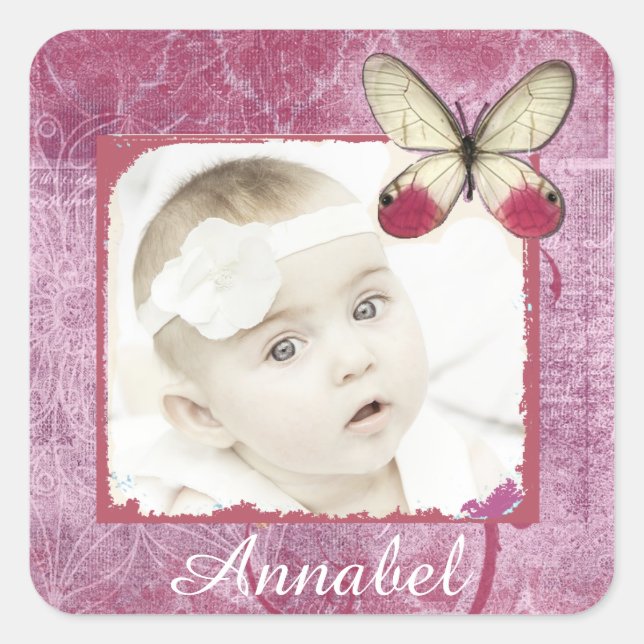 Hübsche Burgundy Baby Foto Stickers (Vorderseite)