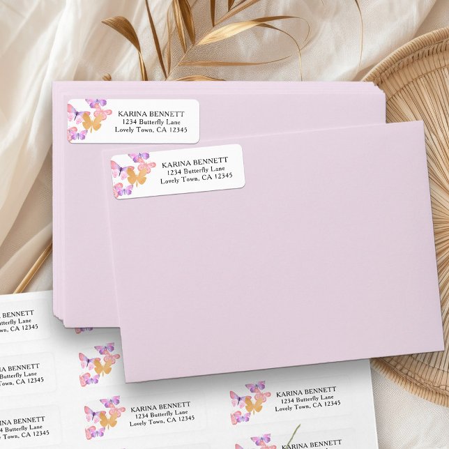 Hübsche Butterfly Coral Gold Rücksendeadresse (Return Address Labels from my Butterfly Skies collections)