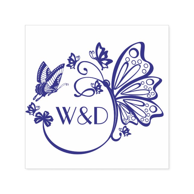 Hübsche Butterfly Frame Couple Initial Monogram Permastempel (Design)
