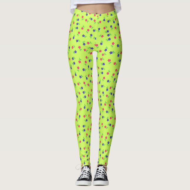 Hübsche Chartreuse-Blume Leggings (Vorderseite)