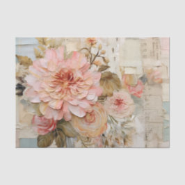 Hübsche Collage mit gemalten Blumen auf zerrissene Seidenpapier
