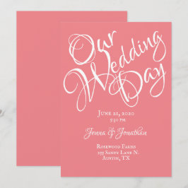 Hübsche Coral Floral Pink Hochzeit Einladung