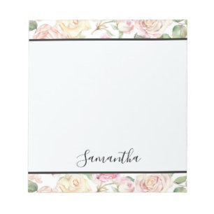 Hübsche Creme Rosa Rosen Notizblock