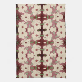 Hübsche Creme und Cranberry Print Tee Handtuch