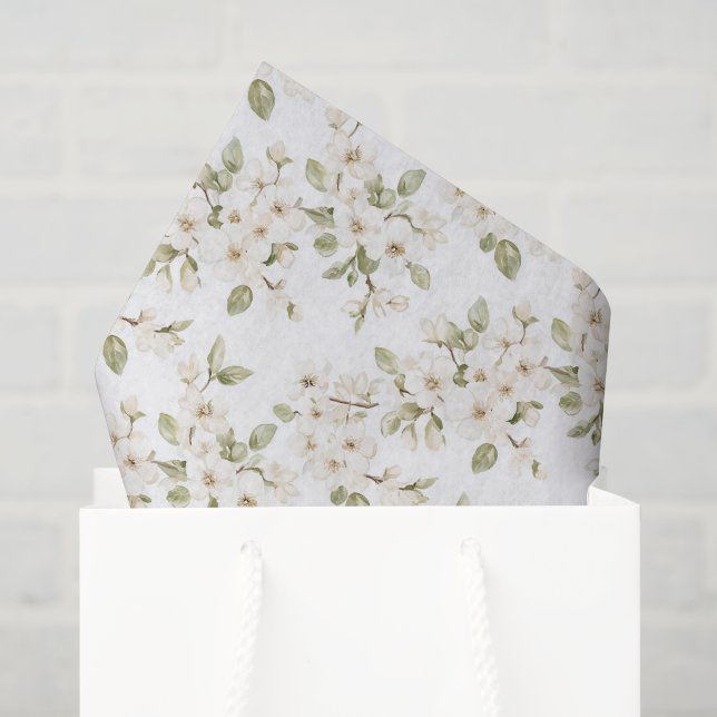 Hübsche cremefarbene blühende Baumhochzeit Seidenpapier (Geschenktüte)