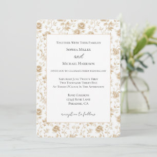 Hübsche cremeweiße florale Hochzeit Einladung