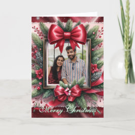 Hübsche Crimson Holly Foto Weihnachtskarte Feiertagskarte