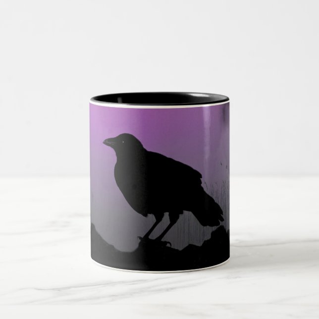 Hübsche Crow-Silhouette Zweifarbige Tasse (Mittel)