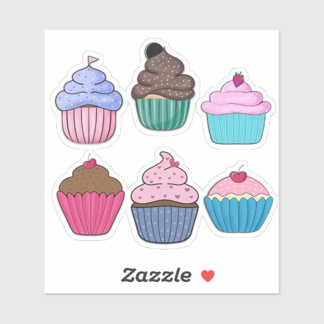 Hübsche Cupcakes Aufkleber (Blatt)