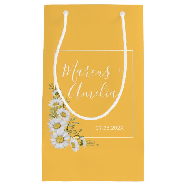 Hübsche Daffodil Yellow & White Daisies Wedding Kleine Geschenktüte (Vorderseite)