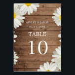 Hübsche Daisies Weiße Blumenzwiebelblume Rustikale Tischnummer<br><div class="desc">Hübsche Gänsehäuser mit weißer blumengeschmückter Tischnummer mit eleganter Schriftzeichenkalligraphie und moderner Typografie auf rustikalem Holzhausgebirge. Fügen Sie einfach Ihre Hochzeitsdetails hinzu. Exklusiv für Sie entworfen von Happy Dolphin Studio. Wenn Sie Hilfe oder passende Produkte benötigen, kontaktieren Sie uns bitte unter happydolphinstudio@outlook.com. Wir helfen Ihnen gerne, Ihre Hochzeit zum schönsten Tag...</div>