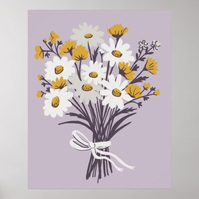 Hübsche Daisy Bouquet Retro Moderne Kunst Poster (Vorne)
