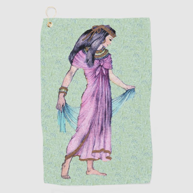 Hübsche Dame aus dem alten Ägypten Rosa Kleid auf  Golfhandtuch (Vorderseite)