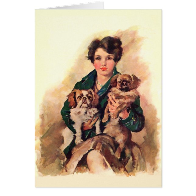 Hübsche Dame mit Pekingese (Vorne)